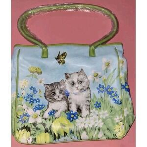 AVON 🐈⬛️🐾 Vintage Cats Prints Tote Bag Purse NEW Green Kitten Purse Handbag
